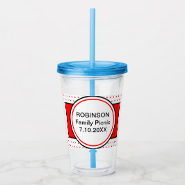 Red Polka dots Family Namn Picnic Take Away Mugg