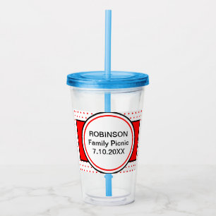 Red Polka dots Family Namn Picnic Take Away Mugg