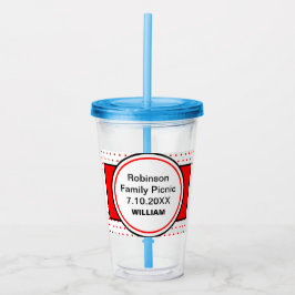 Red Polka dots Family Picnic Personlig Namn Take Away Mugg