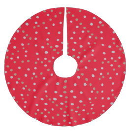 Red Polka dots Julgransmatta Borstad Polyester