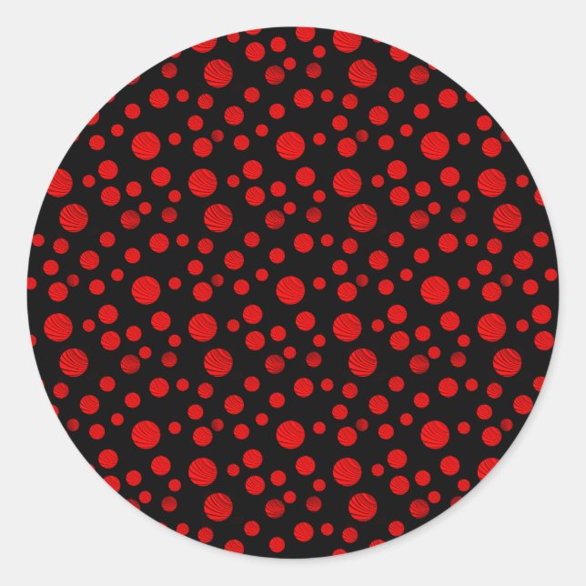 Red Polka dots julklapp Runt Klistermärke (Framsida)