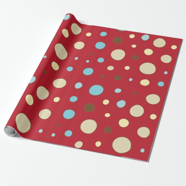 Red Polka dots Mönster Presentpapper (Utrullad)