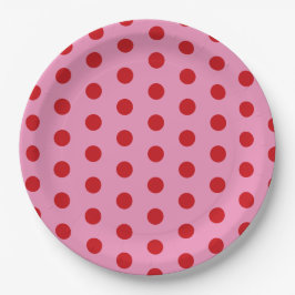 Red Polka Dots on Pink