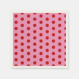 Red Polka Dots on Pink Pappersservett