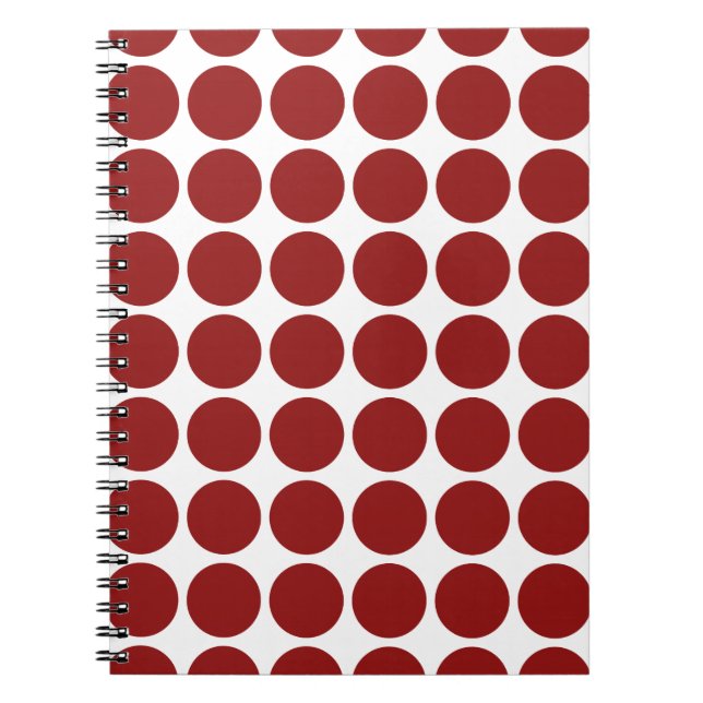 Red Polka dots on White Anteckningsbok Med Spiral (Framsidan)