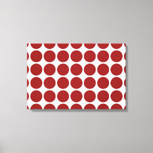 Red Polka dots on White Canvastryck