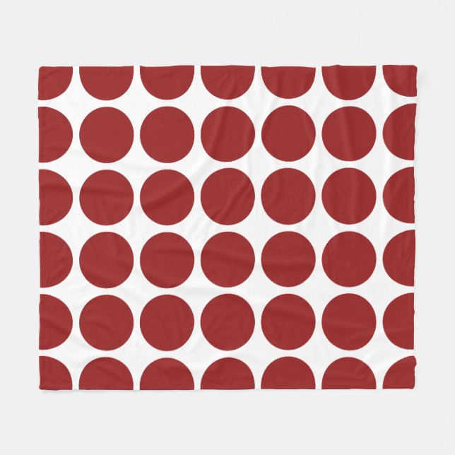 Red Polka dots on White Fleecefilt (Framsidan (Horisontell))