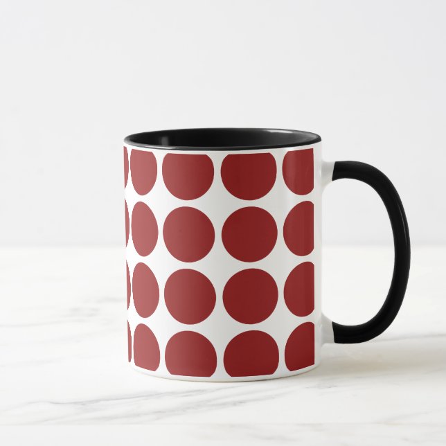 Red Polka dots on White Mugg (Höger)