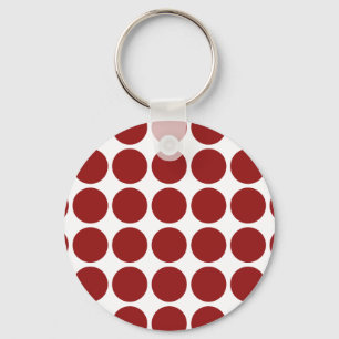Red Polka dots on White Nyckelring