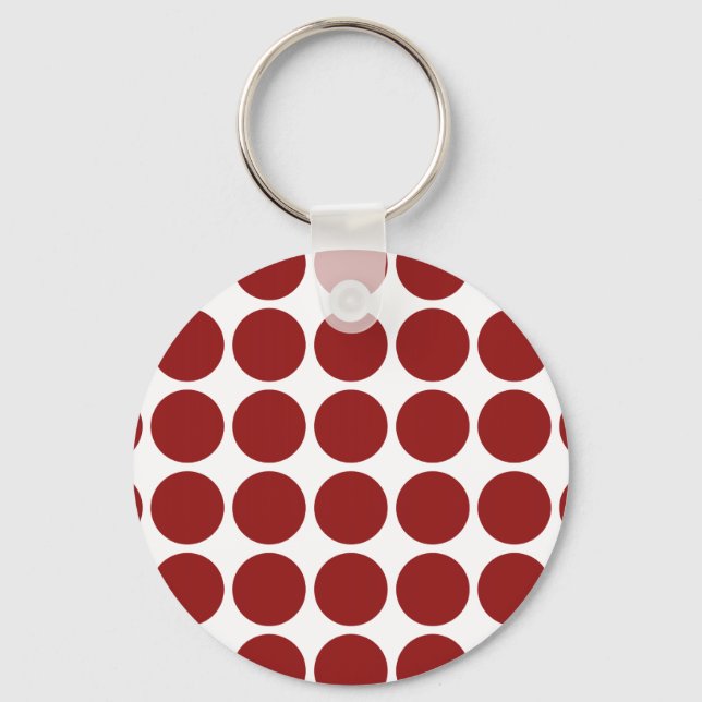 Red Polka dots on White Nyckelring (Framsida)