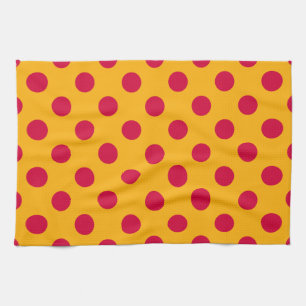 Red polka dots på gult kökshandduk