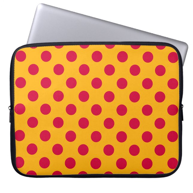 Red polka dots på gult laptop fodral (Framsidan)