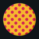 Red polka dots på gult magnet<br><div class="desc">Red polka dots på gult</div>