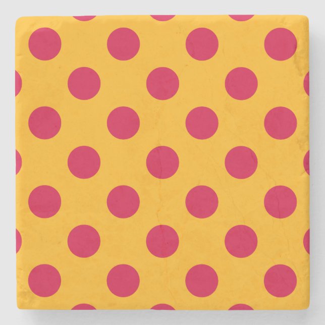 Red polka dots på gult stenunderlägg (Framsidan)