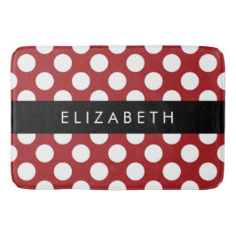 Red Polka dots, Polka Dot Mönster, ditt namn Badrumsmatta