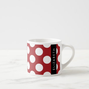 Red Polka dots, Polka Dot Mönster, ditt namn Espressomugg