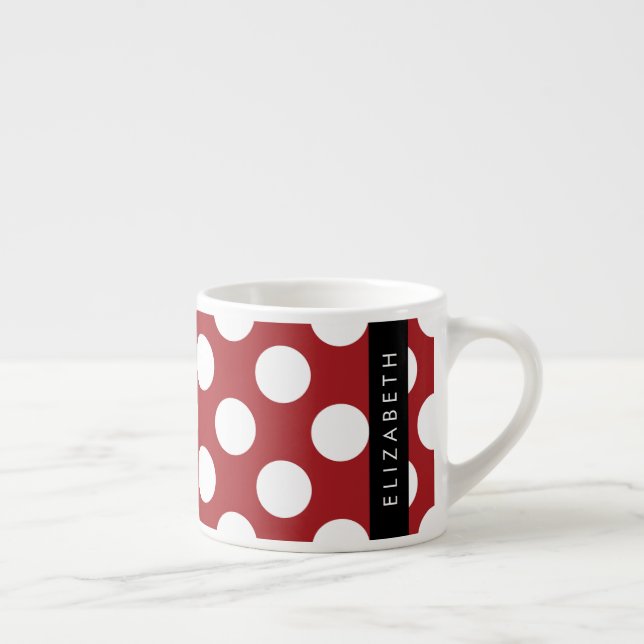 Red Polka dots, Polka Dot Mönster, ditt namn Espressomugg (Höger)