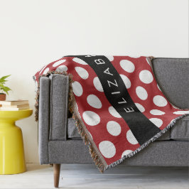Red Polka dots, Polka Dot Mönster, ditt namn Filt