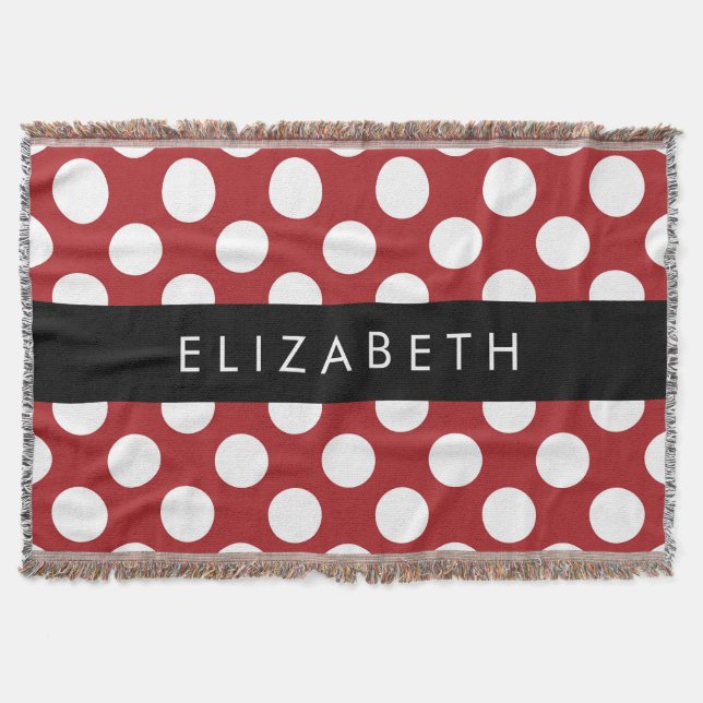 Red Polka dots, Polka Dot Mönster, ditt namn Filt (Framsidan)