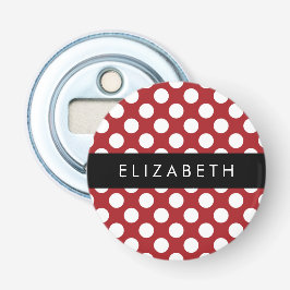 Red Polka dots, Polka Dot Mönster, ditt namn Flasköppnare