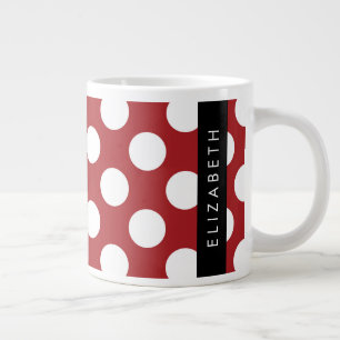 Red Polka dots, Polka Dot Mönster, ditt namn Jumbo Mugg