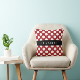 Red Polka dots, Polka Dot Mönster, ditt namn Kudde