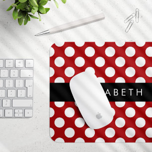 Red Polka dots, Polka Dot Mönster, ditt namn Musmatta
