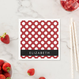 Red Polka dots, Polka Dot Mönster, ditt namn Pappersservett