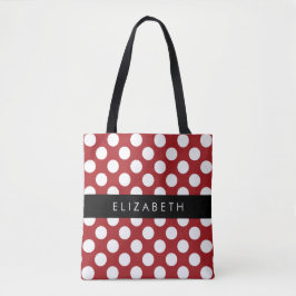 Red Polka dots, Polka Dot Mönster, ditt namn Tygkasse