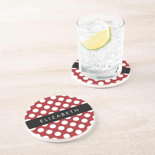 Red Polka dots, Polka Dot Mönster, ditt namn Underlägg (Sidan)