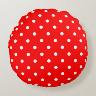 Red Polka dots Round Pillow Rund Kudde