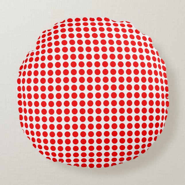 Red Polka Dots Rund Kudde (Framsidan)