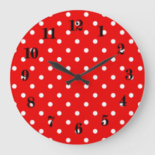 Red polka dots stor klocka