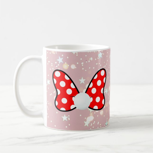 Red polka dots vibrant Ribbon Kaffemugg (Vänster)