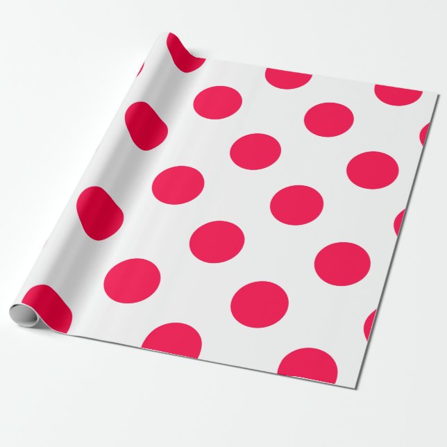 Red Polka dots White-julmall, Trendig Presentpapper (Utrullad)