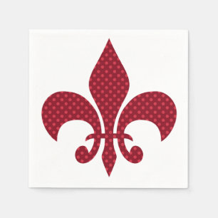 Red Polka Fleur de Lis Pappersservett