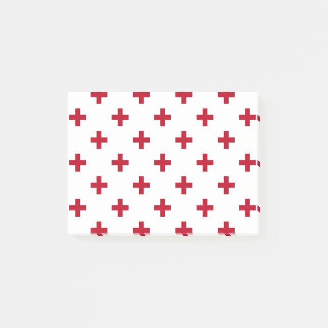 Red polka kor på vit post-it block (Framsida)