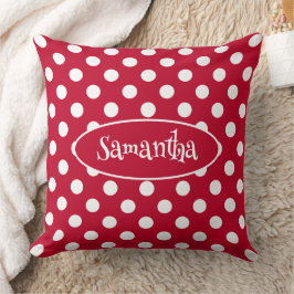 RED + Polka White Dots Kudde