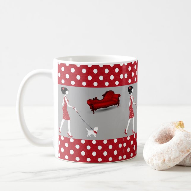 Red Polkadot Mugg (Med munk)