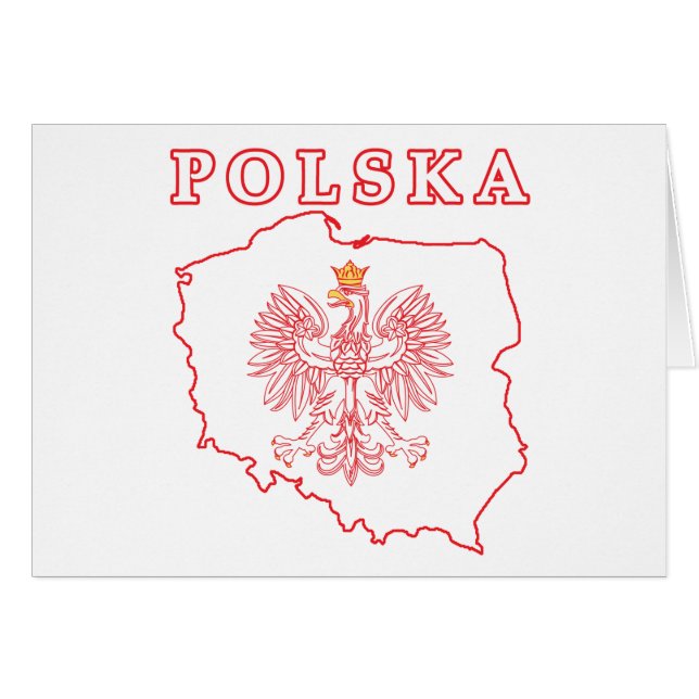 Red Polska Karta med öre Hälsningskort (Framsidan Horizontal)