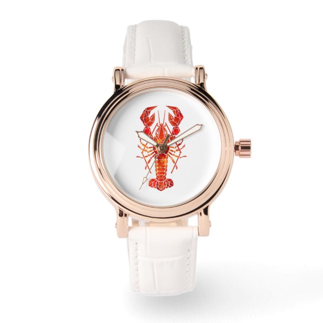 Red polygonal lobster armbandsur (Framsida)