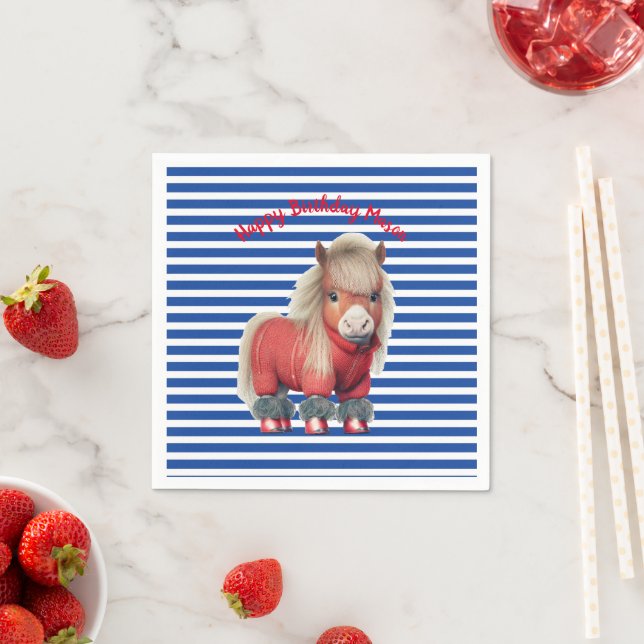Red Pony Blue rand Papper Plate Pappersservett (Insitu)