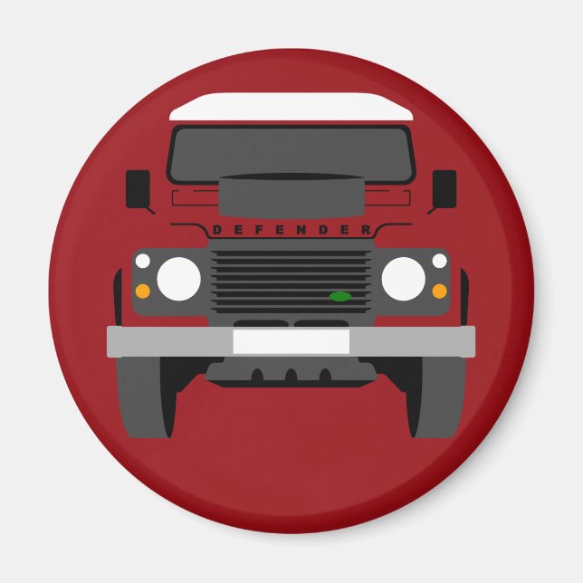 Red Pop art Classic Land Rover Defender Magnet (Framsidan)