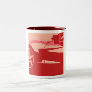 Red Pop Art Corvette Två-Tonad Mugg