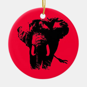 Red Pop Art Elephant jul Ornament