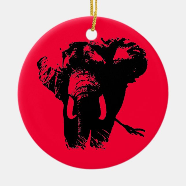 Red Pop Art Elephant jul Ornament (Framsidan)