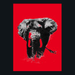 Red Pop Art Elephant Poster<br><div class="desc">Red Black & White African Elephant Pop Art Digital Image - African Nature Poster Prages</div>