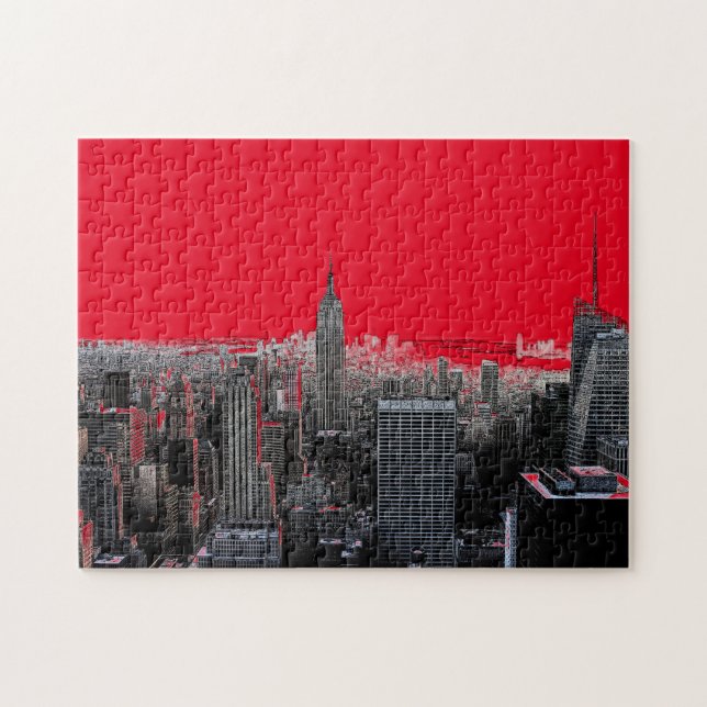 Red Pop Art New York City Manhattan Pussel (Horisontell)