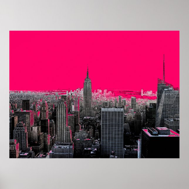 Red Pop Art New York City Poster Skriv ut (Framsidan)