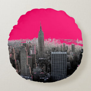 Red Pop Art New York City Rund Kudde